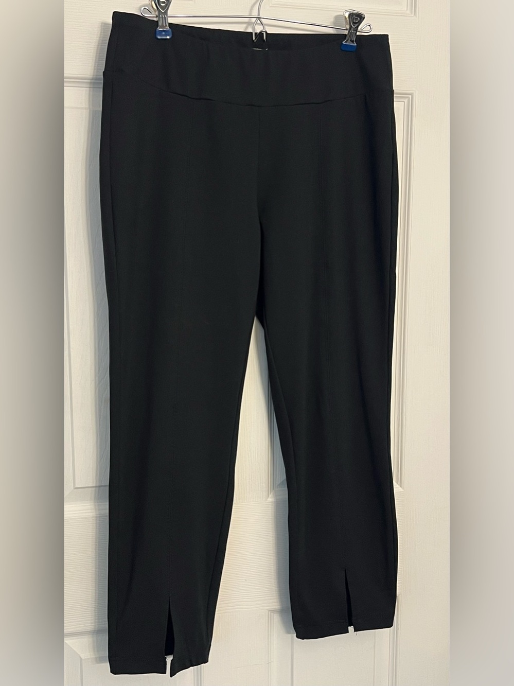 Nicole Miller Straight Leg Split-Hem Pants Black